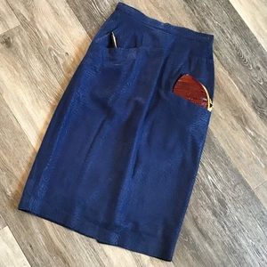 80s animal print leather pencil skirt, EUC